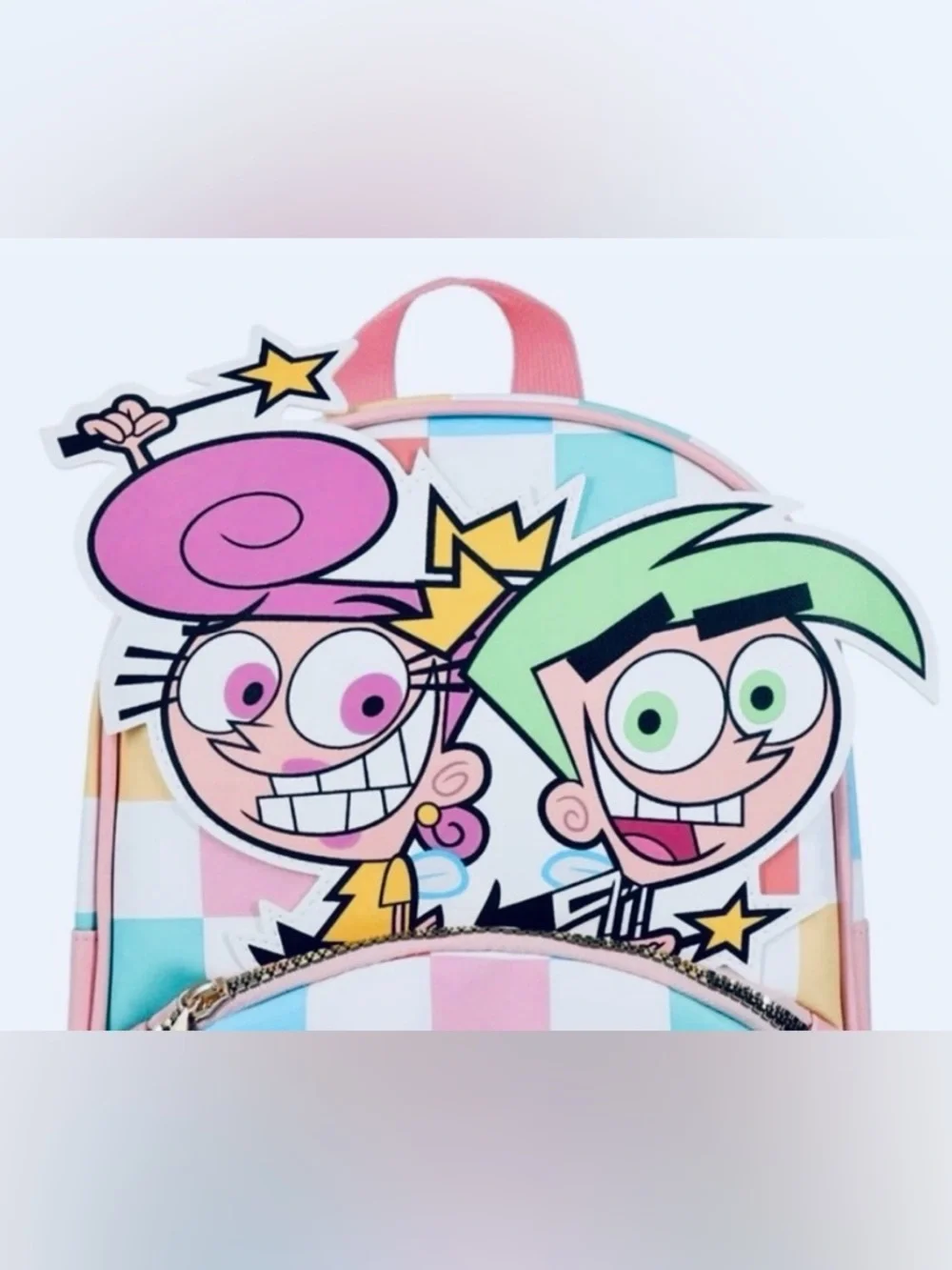 Nickelodeon Fairly OddParents Cosmo Wanda Checkered Mini Backpack EUC!